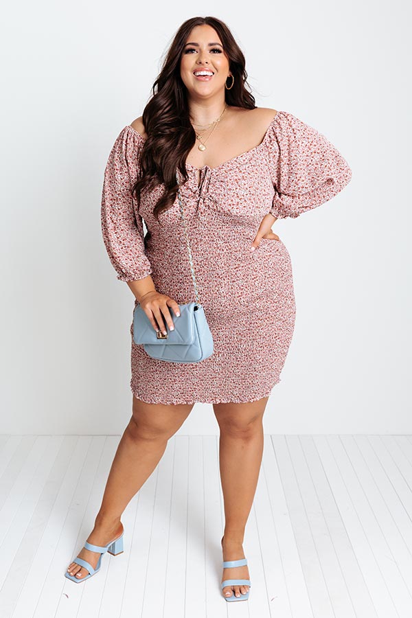 Champagne Drive Floral Smocked Dress in Blush Curves - Image 9