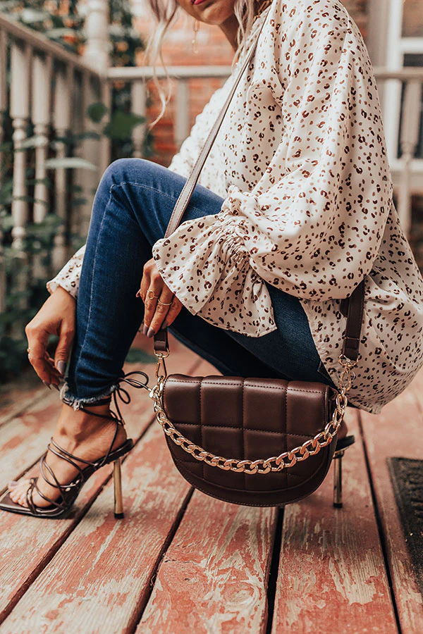 Chance At Love Faux Leather Crossbody In Chestnut - Image 4