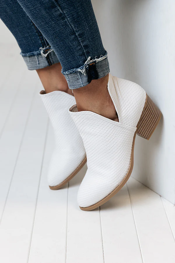 Cherish Snake Print Bootie in White - Image 3