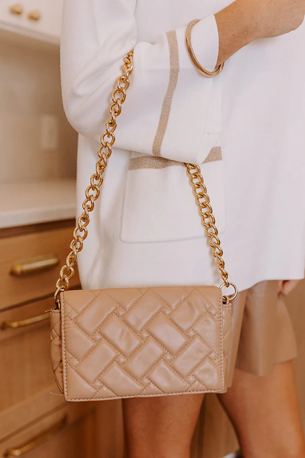 Chic Enterprise Faux Leather Purse in Warm Taupe