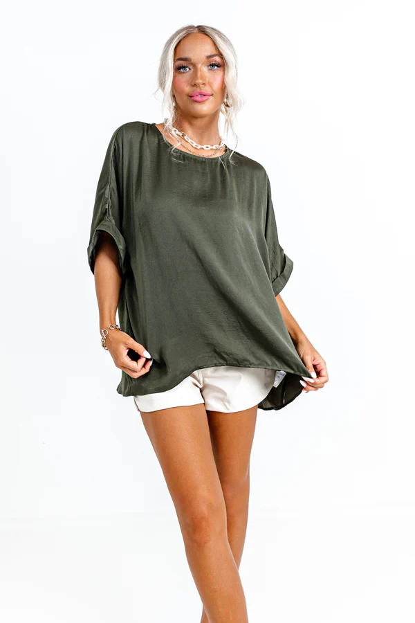Chic Enterprise Shift Top In Olive - Image 2