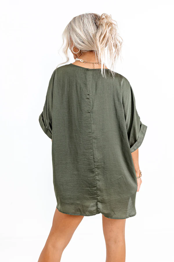 Chic Enterprise Shift Top In Olive - Image 3