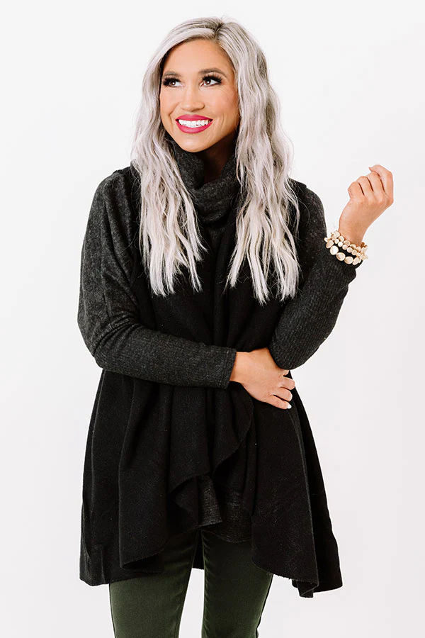 Chic In The Moment Poncho In Black - Image 2