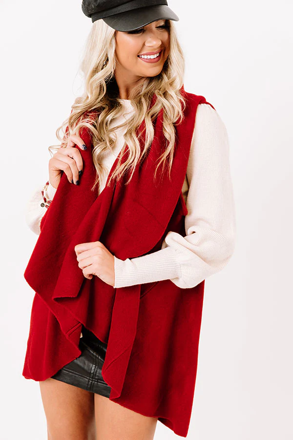 Chic In The Moment Poncho In Red - Image 7
