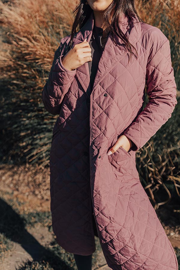 Chilly Wind Quilted Coat in Light Royal Plum - Image 4