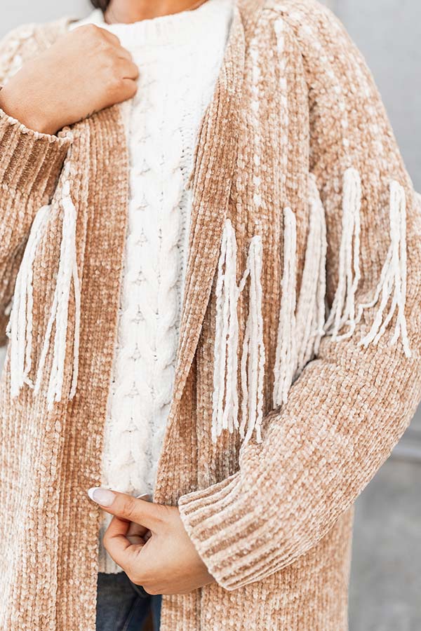 Cider Falls Chenille Cardigan In Camel - Image 3