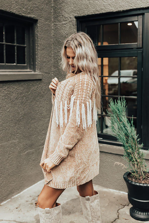 Cider Falls Chenille Cardigan In Camel - Image 7