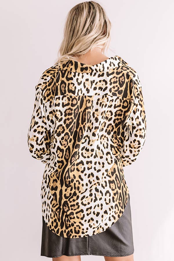 Cider In Aspen Button Up Top In Leopard Print - Image 4