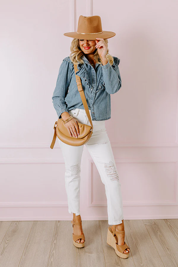 City Stroll Denim Ruffle Top - Image 2