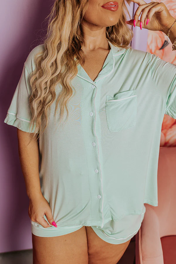 Classic Cuddles Pajama Top In Mint Curves - Image 6