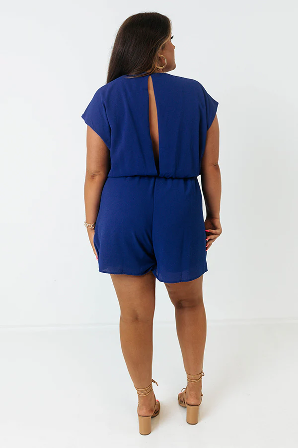 Classy And Confident Romper In Royal Blue Curves - Image 4