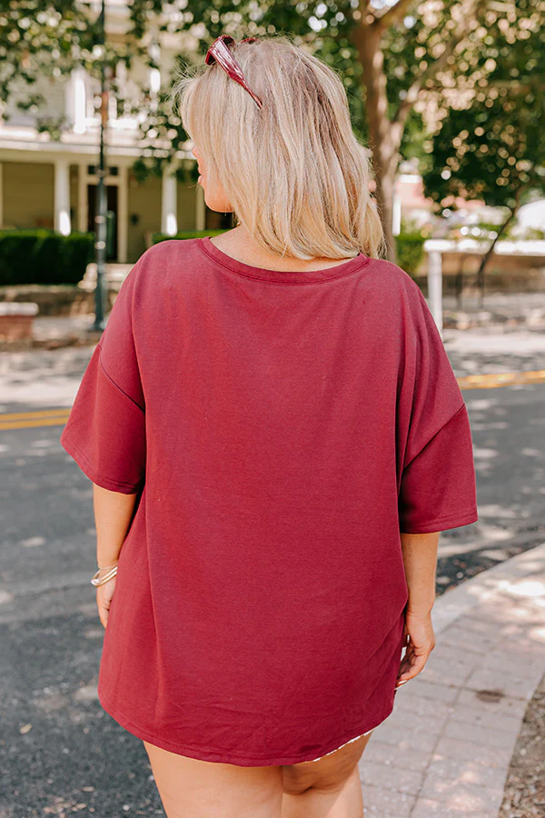 Classy Until Kick Off Tee in Maroon Curves - Image 3
