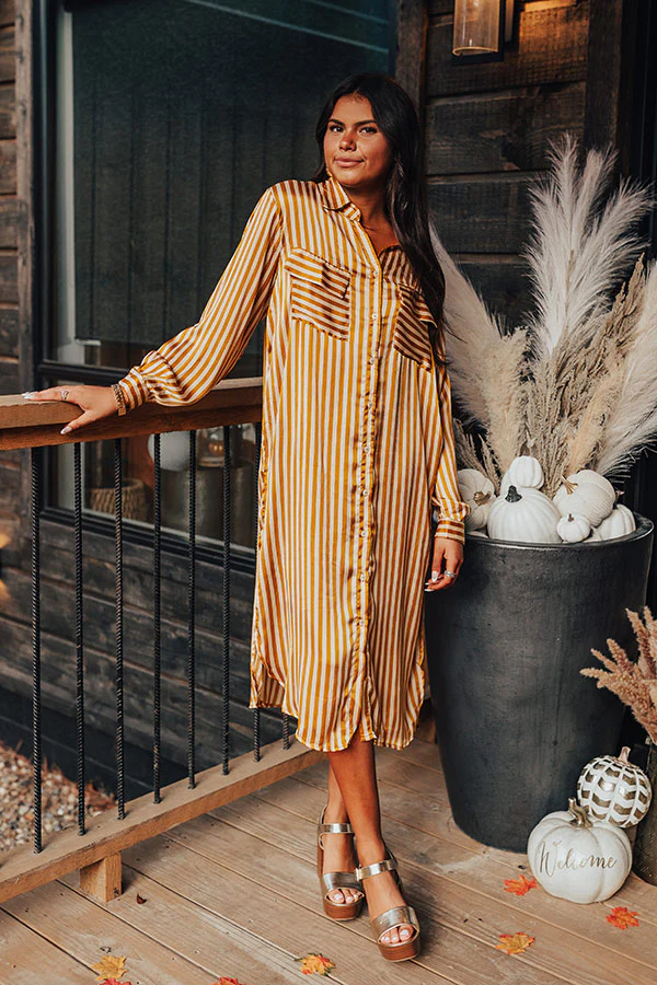 Clean Slate Stripe Midi In Mustard - Image 2