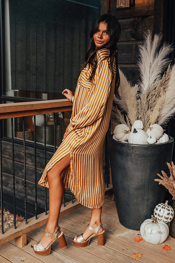 Clean Slate Stripe Midi In Mustard - Image 3