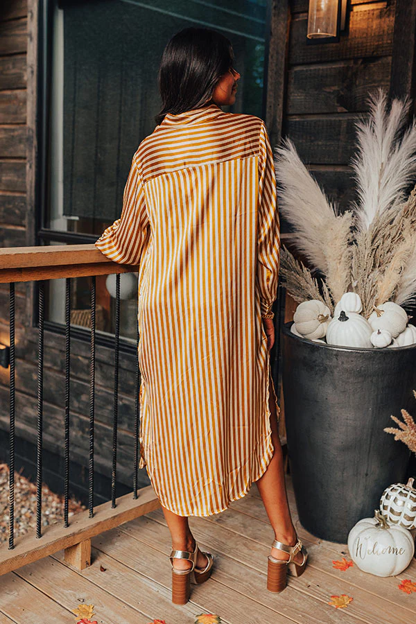 Clean Slate Stripe Midi In Mustard - Image 4