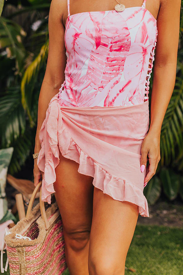 Clear Waters Ruffle Sarong In Light Peach - Image 4