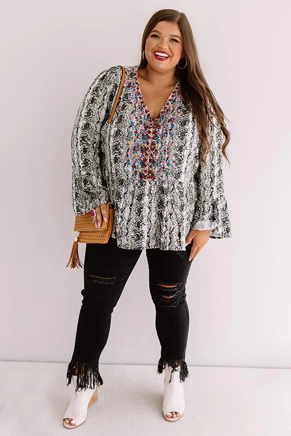 Clearly Crushing Embroidered Top Curves