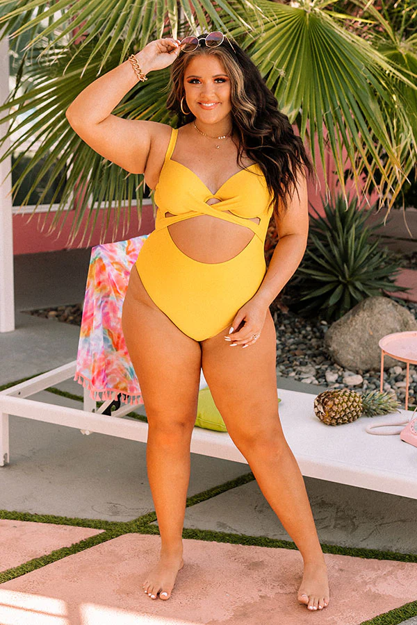 Coastal Cove One Piece Swimsuit in Yellow Curves - Image 2