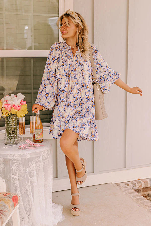 Coastal Cruise Floral Mini Dress in Lavender - Image 5