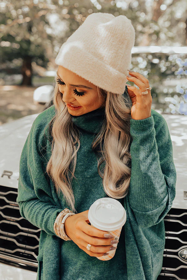 Cold Brew Eyelash Knit Beanie In Cream - Image 3