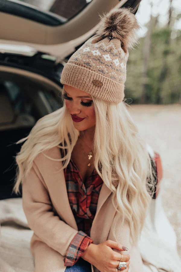 Colorado Cutie Faux Fur Pom Beanie in Iced Latte - Image 3