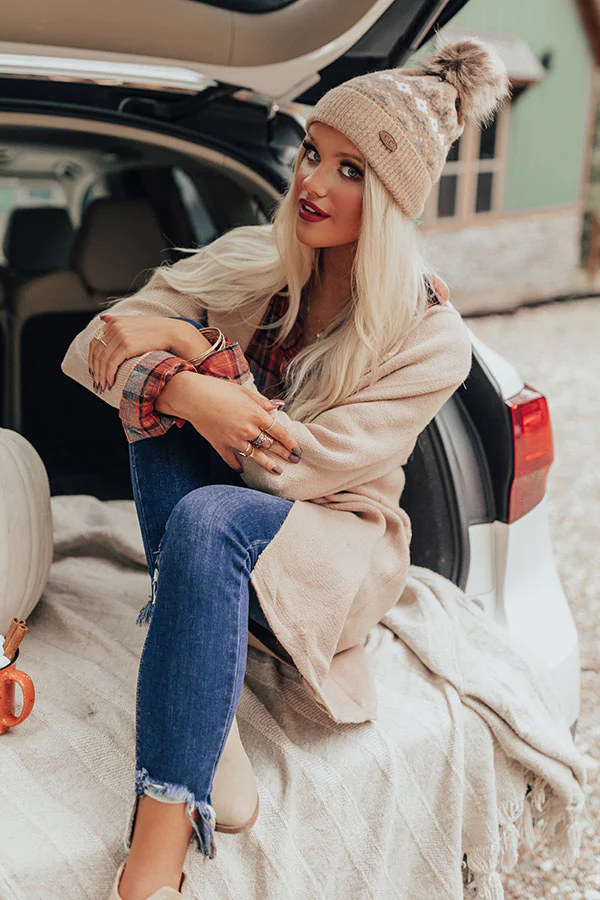 Colorado Cutie Faux Fur Pom Beanie in Iced Latte - Image 4