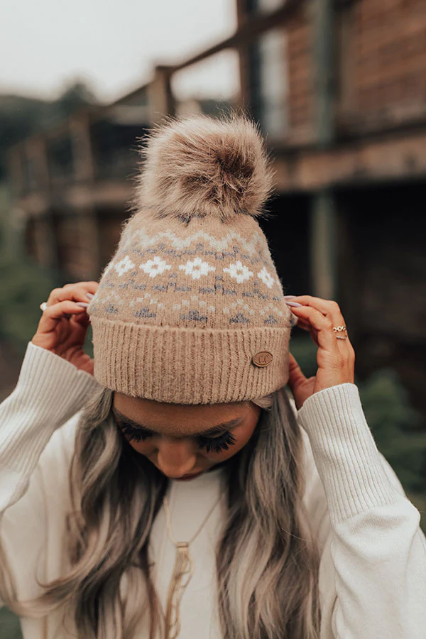 Colorado Cutie Faux Fur Pom Beanie in Iced Latte - Image 5