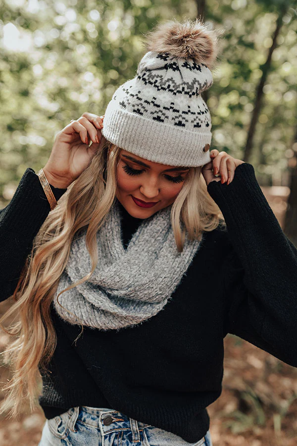 Colorado Cutie Faux Fur Pom Beanie in Light Grey - Image 2