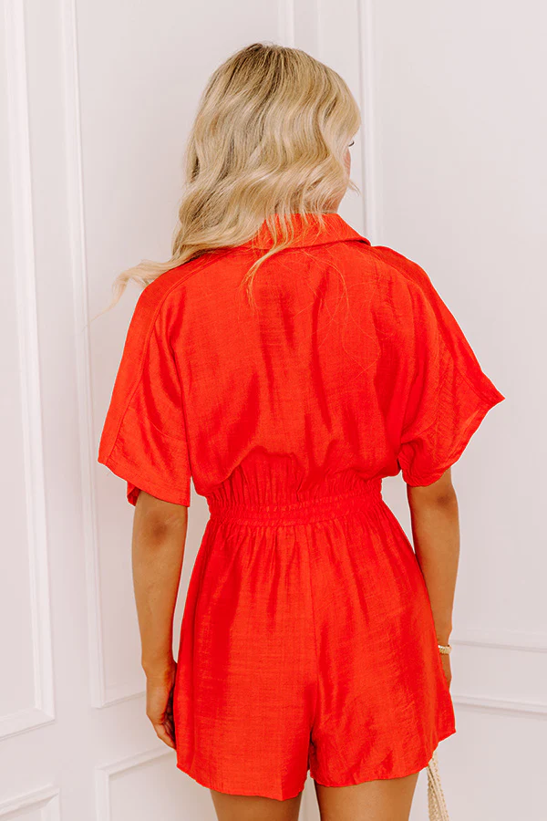 Colorful Coastline Romper in Tangerine - Image 3