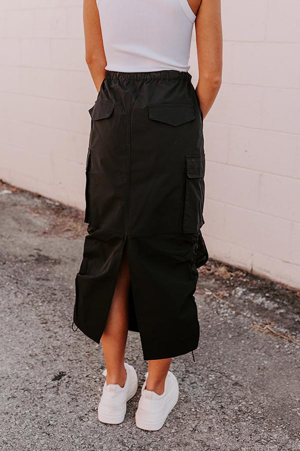 Cool Energy Cargo Midi Skirt in Black - Image 3