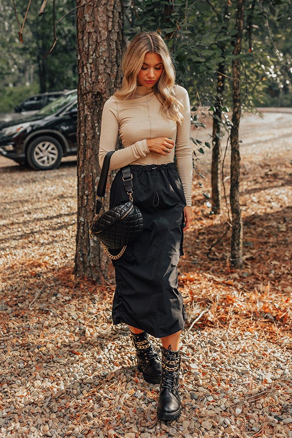 Cool Energy Cargo Midi Skirt in Black - Image 4