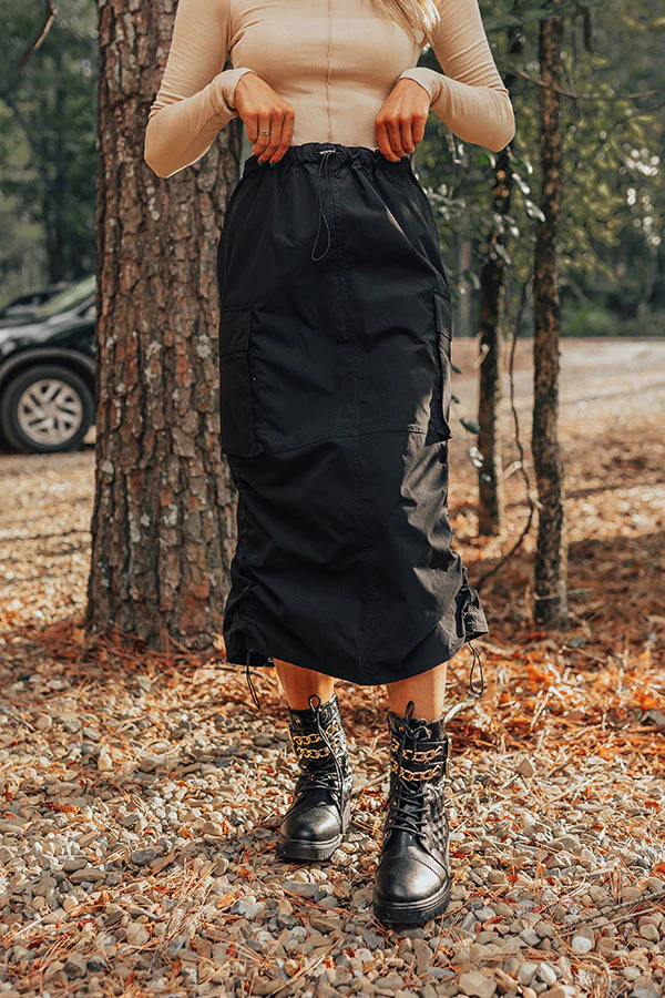 Cool Energy Cargo Midi Skirt in Black - Image 5