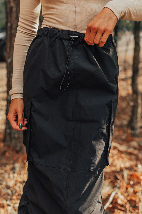 Cool Energy Cargo Midi Skirt in Black - Image 6