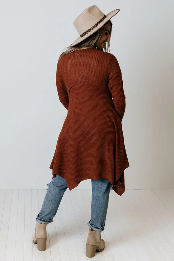 Coolest Feeling Waffle Knit Cardigan In Rust - Image 6
