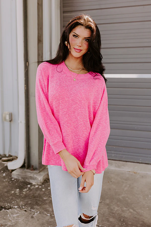 Copy That Knit Sweater In Hot Pink