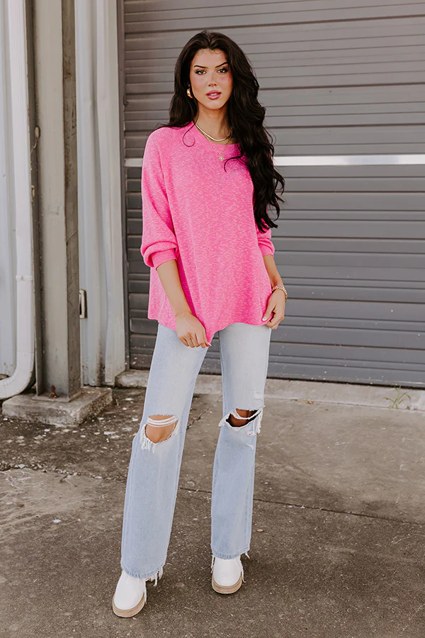 Copy That Knit Sweater In Hot Pink - Image 2