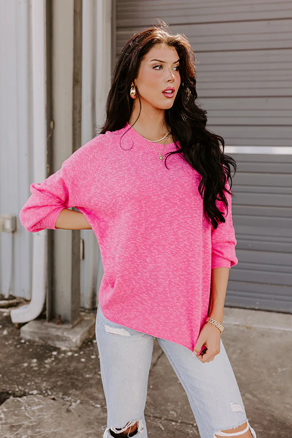 Copy That Knit Sweater In Hot Pink - Image 3