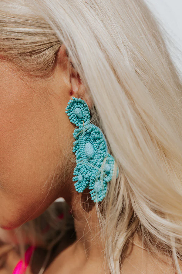 Coral Reef Beaded Earrings In Turquoise - Image 2
