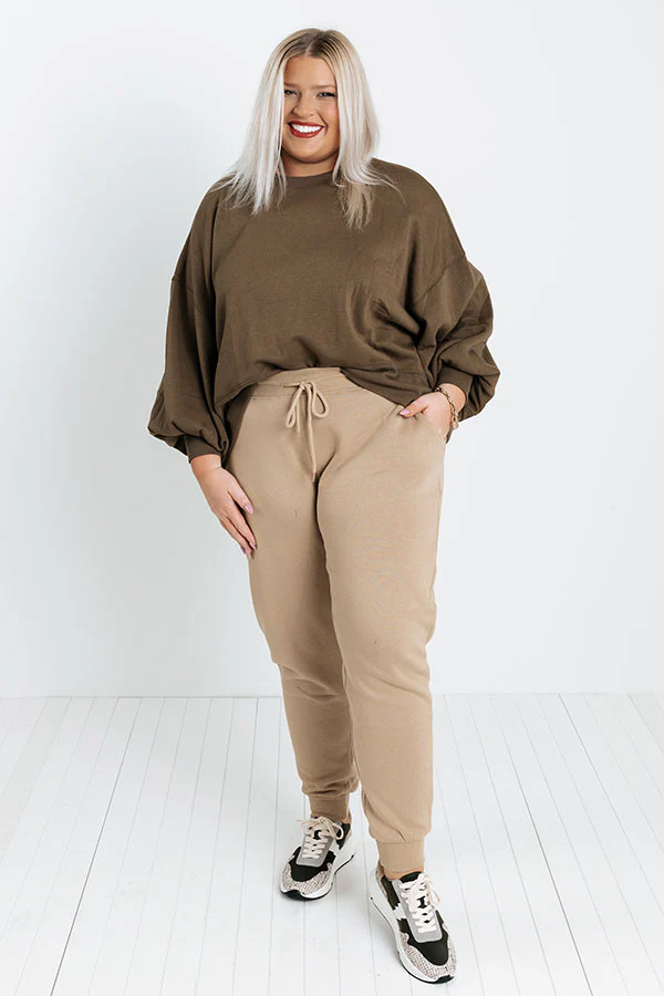 Count On You Joggers In Khaki Curves