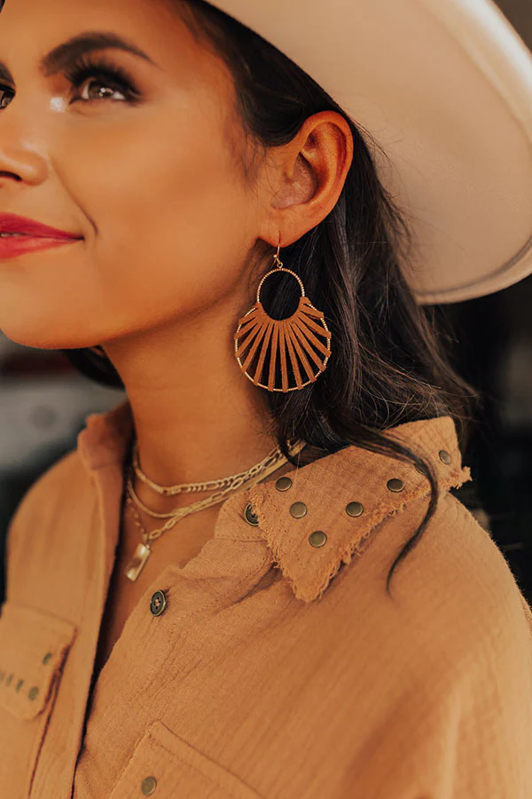 Country Chic Earrings In Camel - Image 2