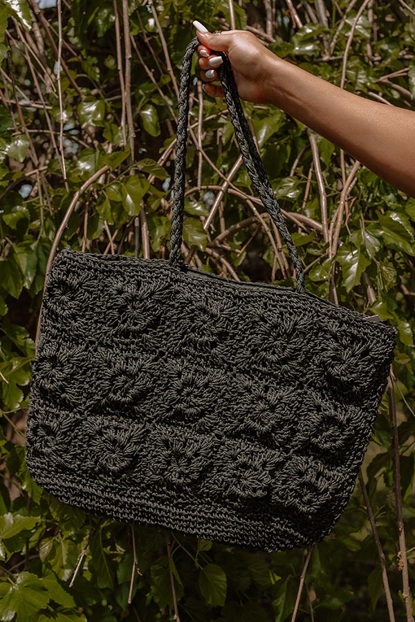 Covered In Sunshine Woven Tote In Black - Image 2