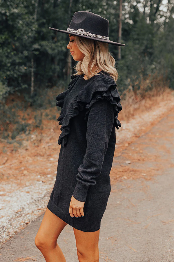 Coziest Place Sweater Dress In Black - Image 3