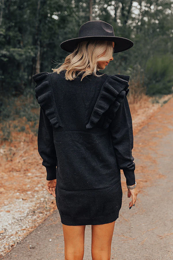 Coziest Place Sweater Dress In Black - Image 4