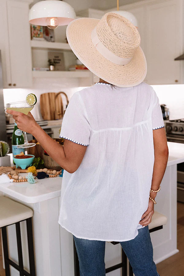 Cozy Cabana Embroidered Top In White - Image 6