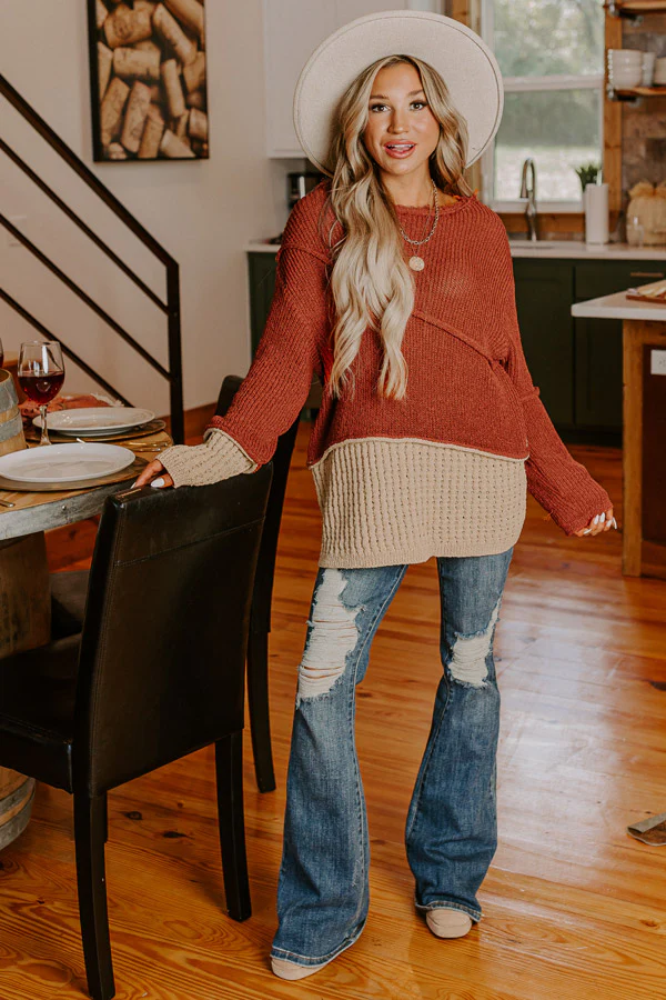 Cozy Darling Knit Sweater in Rust - Image 4