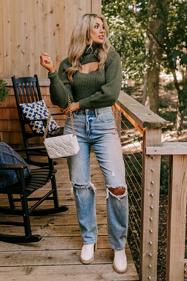 Cozy Paradise Cut Out Sweater In Olive - Image 2