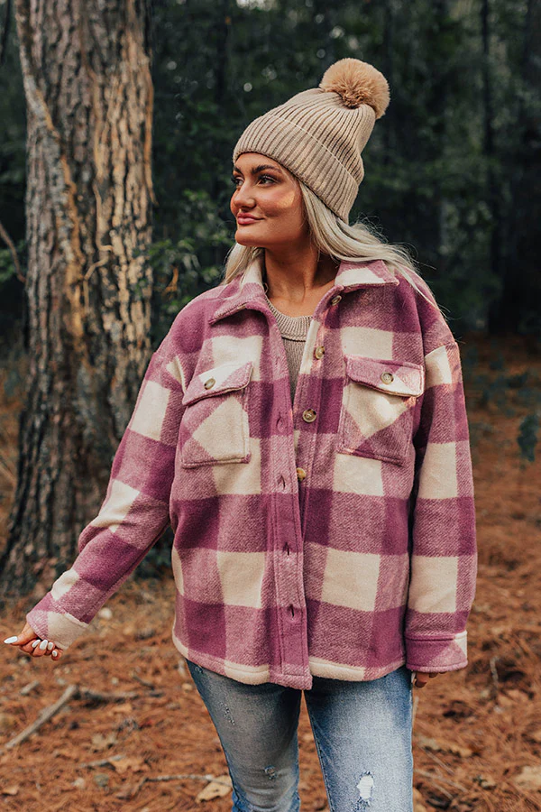 Cozy Paradise Plaid Jacket in Orchid - Image 6