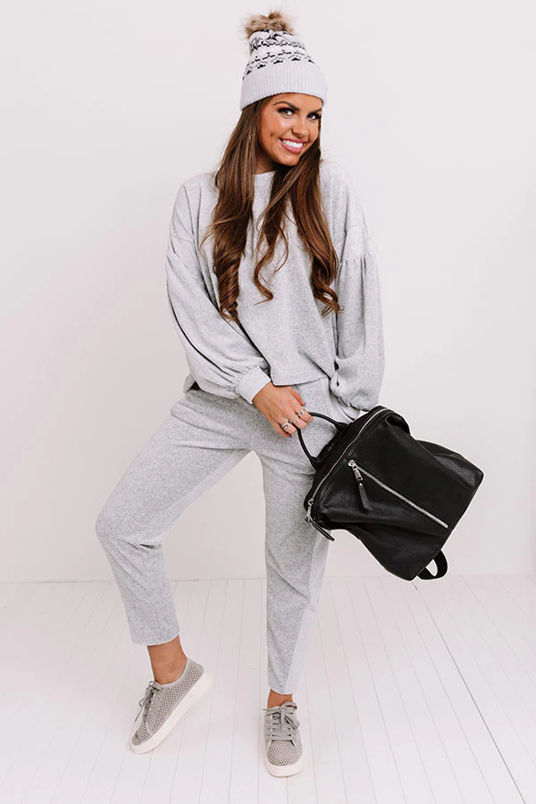 Cozy Queen Velour Joggers In Grey - Image 3