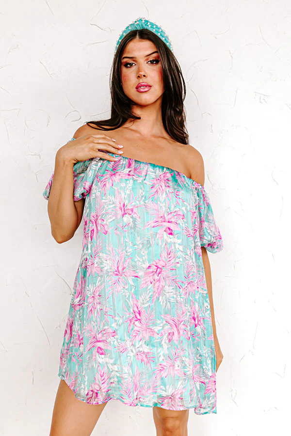 Create Your Dream Life Floral Shift Dress In Aqua - Image 2