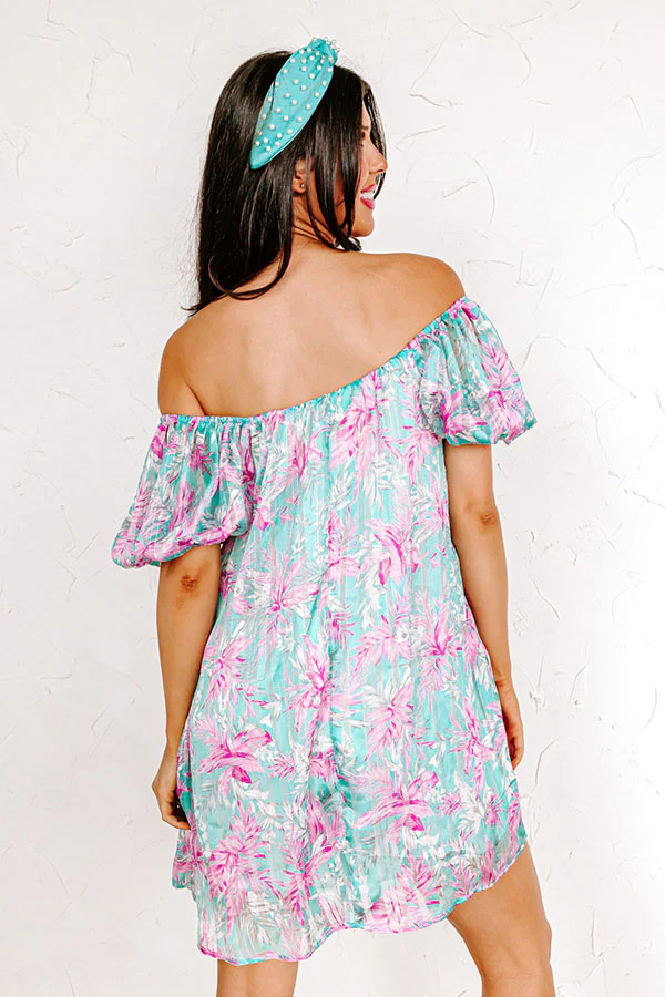 Create Your Dream Life Floral Shift Dress In Aqua - Image 4